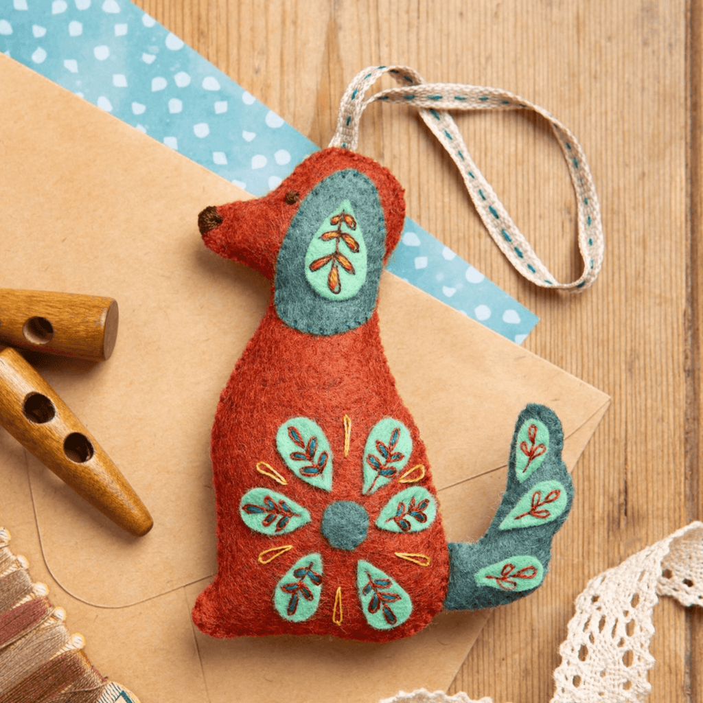 Folk Embroidered Dog Felt Craft Mini Kit