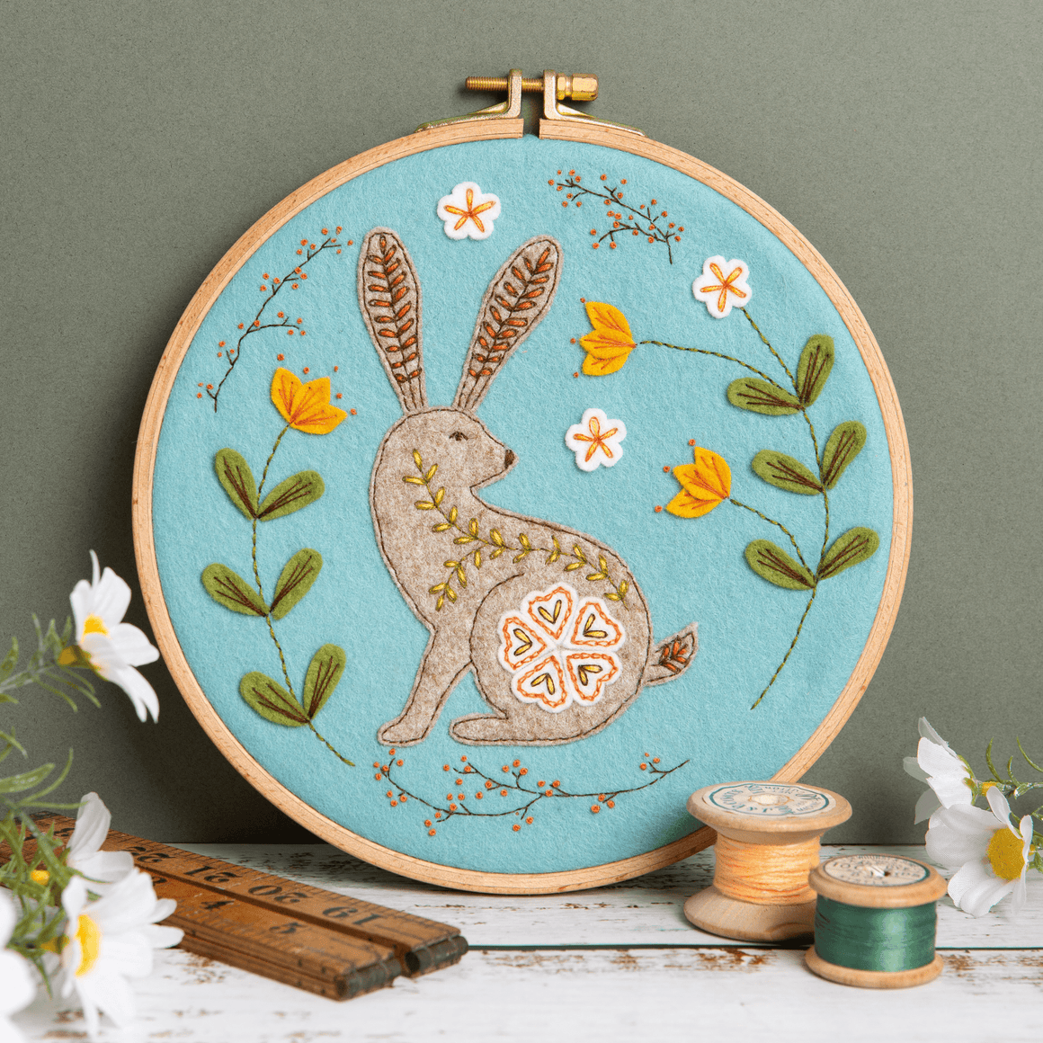 Felt Wild Hare Applique Hoop Kit